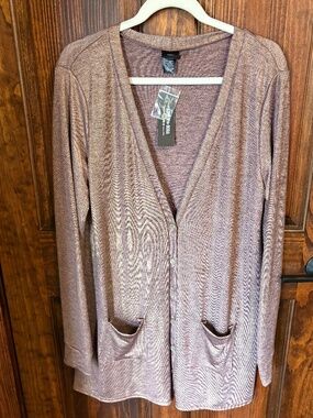 Agnes & Dora bronze shimmer button cardigan size large NWT